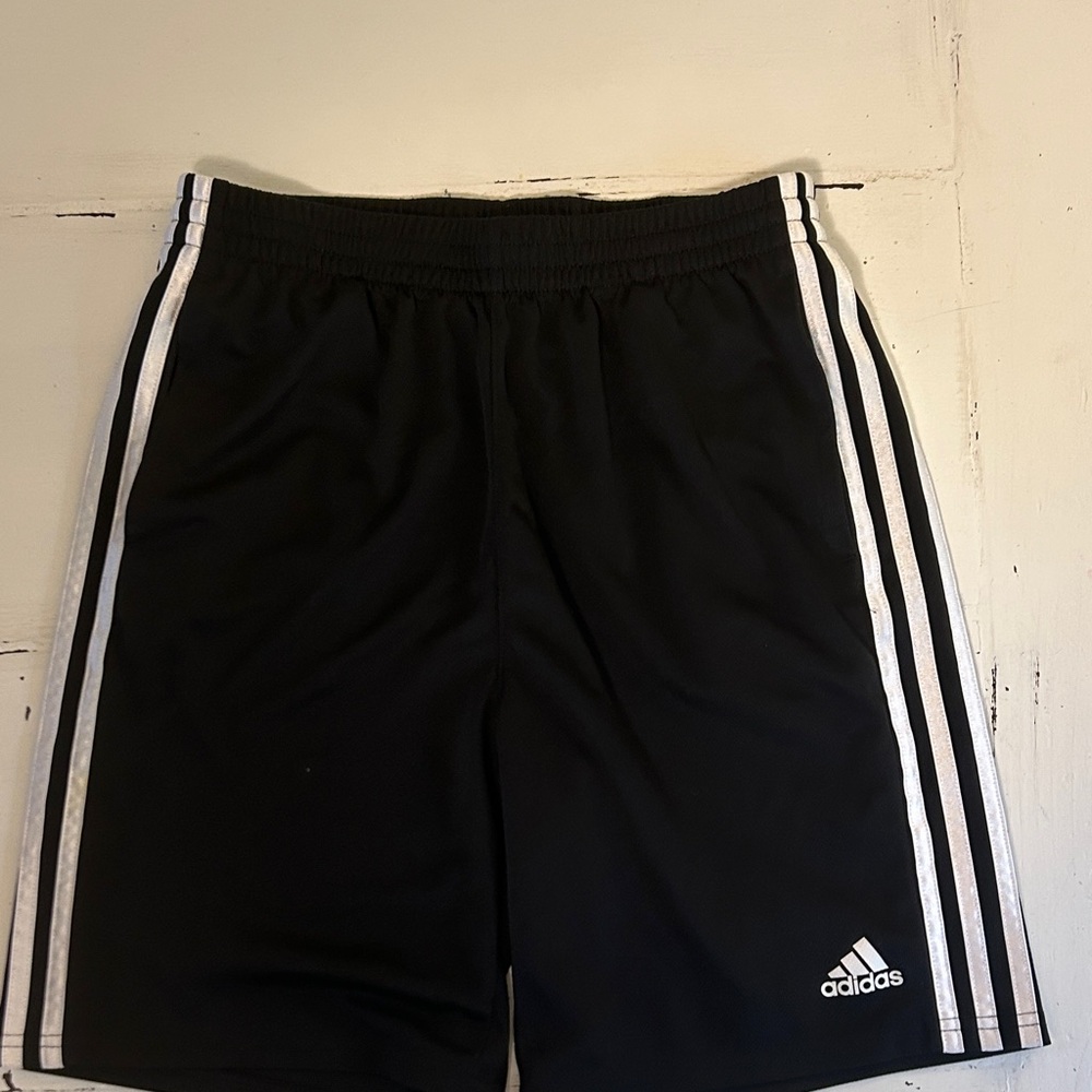 Boys size 18/20 XL Adidas Black Shorts with White Stripes
